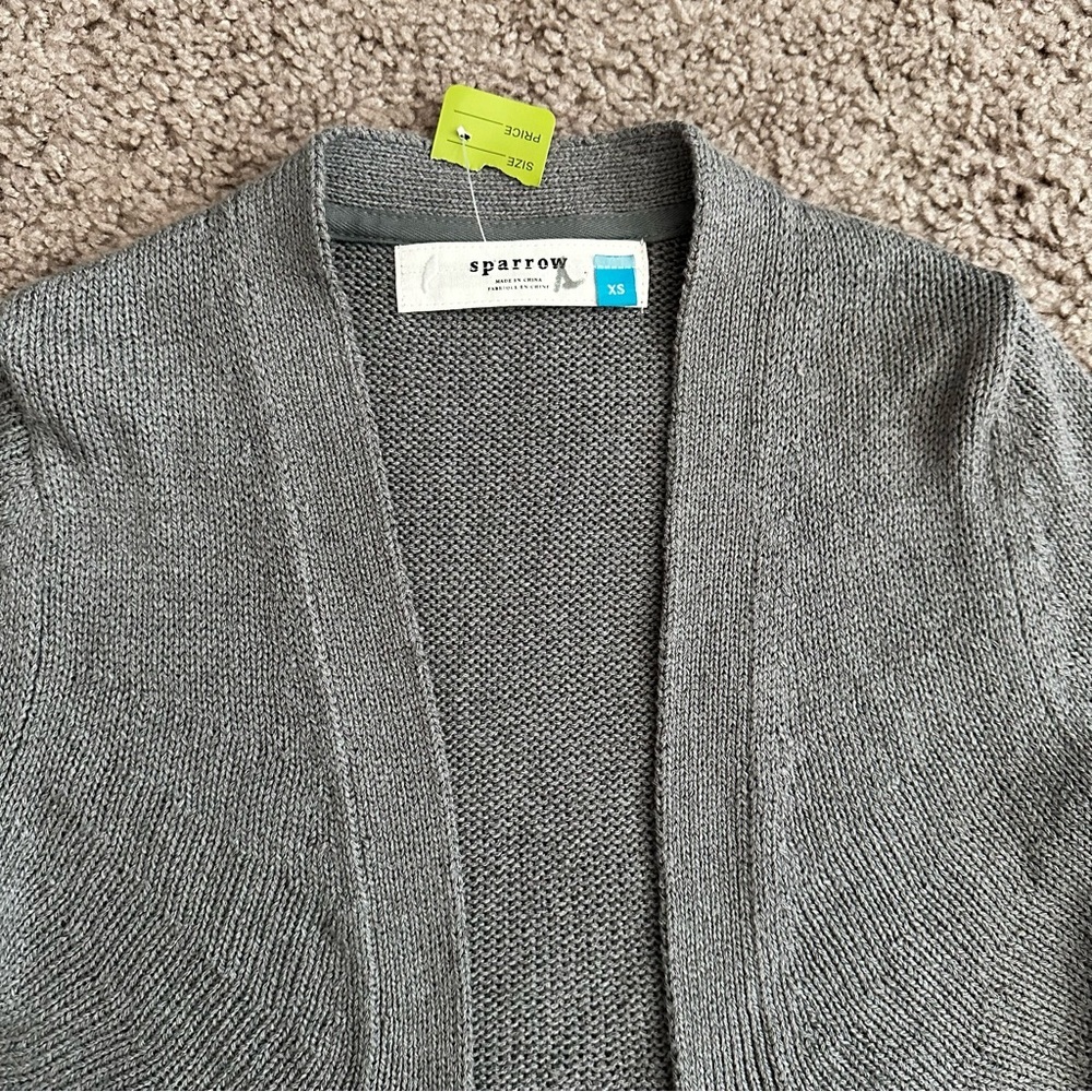 Sparrow Gray Knit Open Front Curve Fringe Hem Car… - image 8